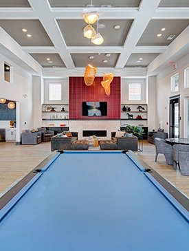 Resident clubhouse with games and lounge area