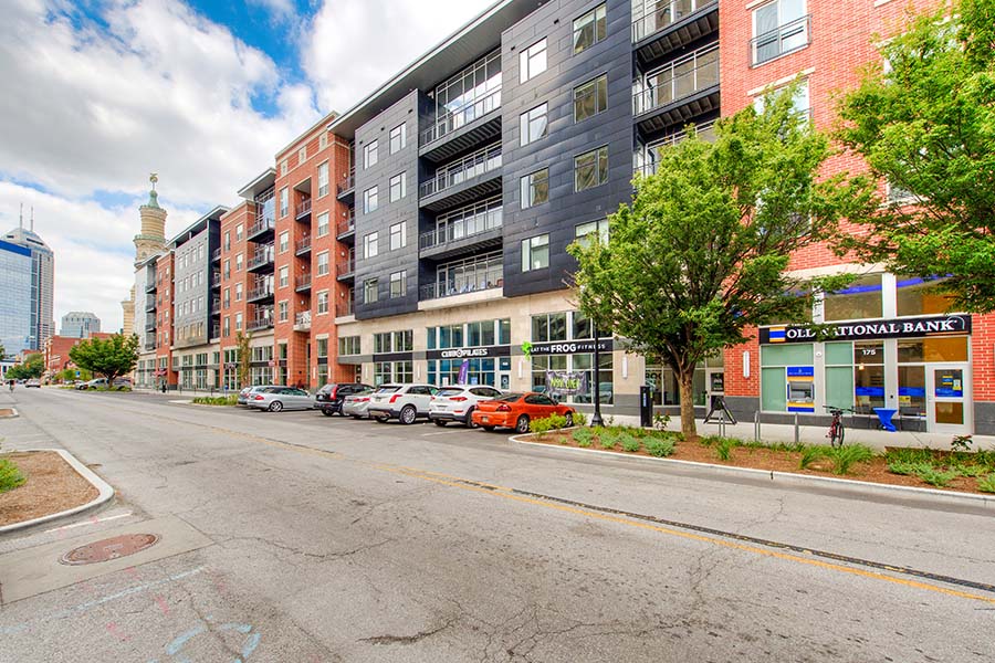 Exploring a neighborhood like this one in Downtown Indianapolis next to Penrose on Mass Apartments will help you find the right place to live. xterior of Penrose on Mass Apartments in Downtown Indianapolis