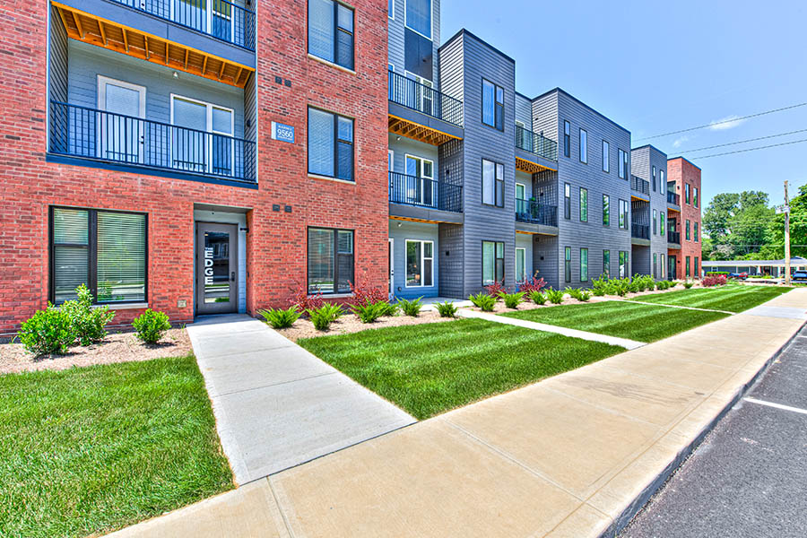 Exterior view of The Edge Apartments on Indy's north side.