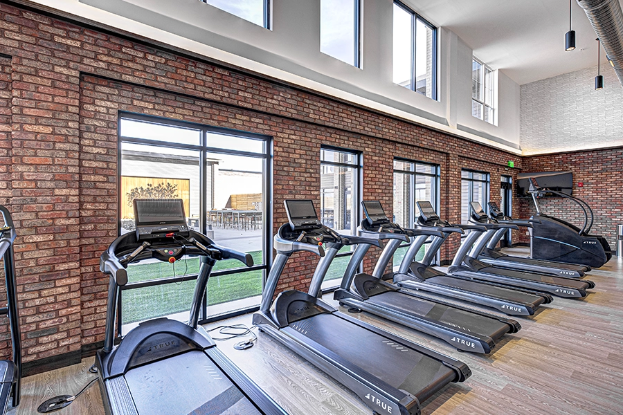 Treadmills at apartment fitness center in Fishers